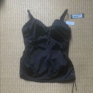 Fantasie Bathing Suit Slimming Black Twist Top Ruched  (Top only)